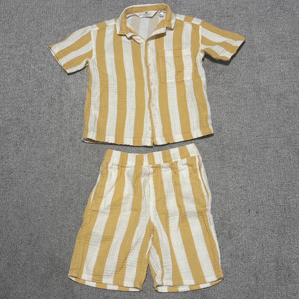 H&M Kids Yellow/Striped Cotton Muslin Set Size 6